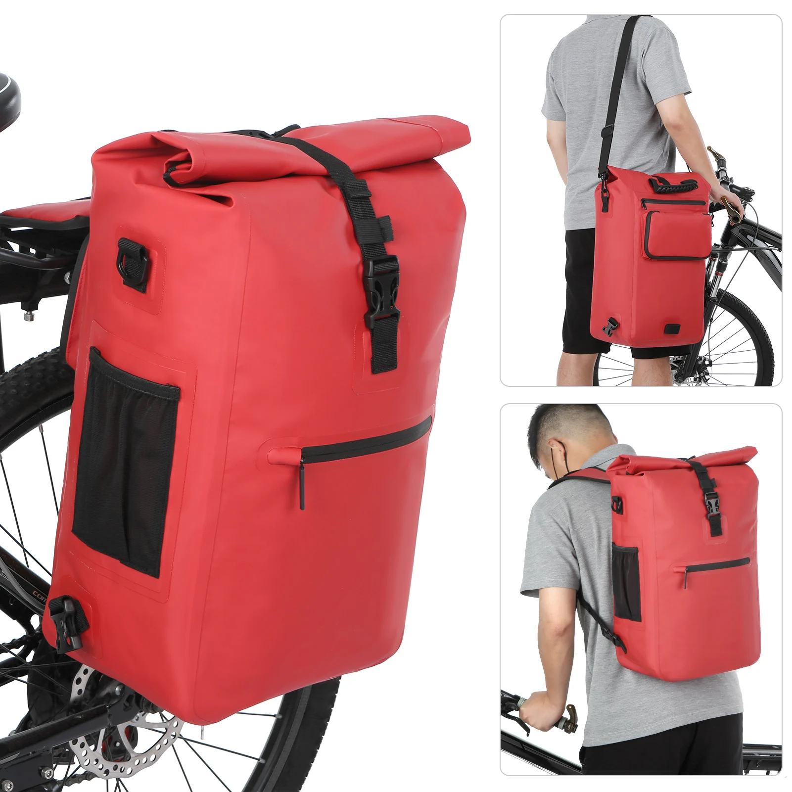 3-в-1, Водонепроницаемая велосипедная корзина, сумка для задней стойки Велосипеда, рюкзак, сумка на плечо, сумка для велоспорта на открытом воздухе, сумка для ноутбука