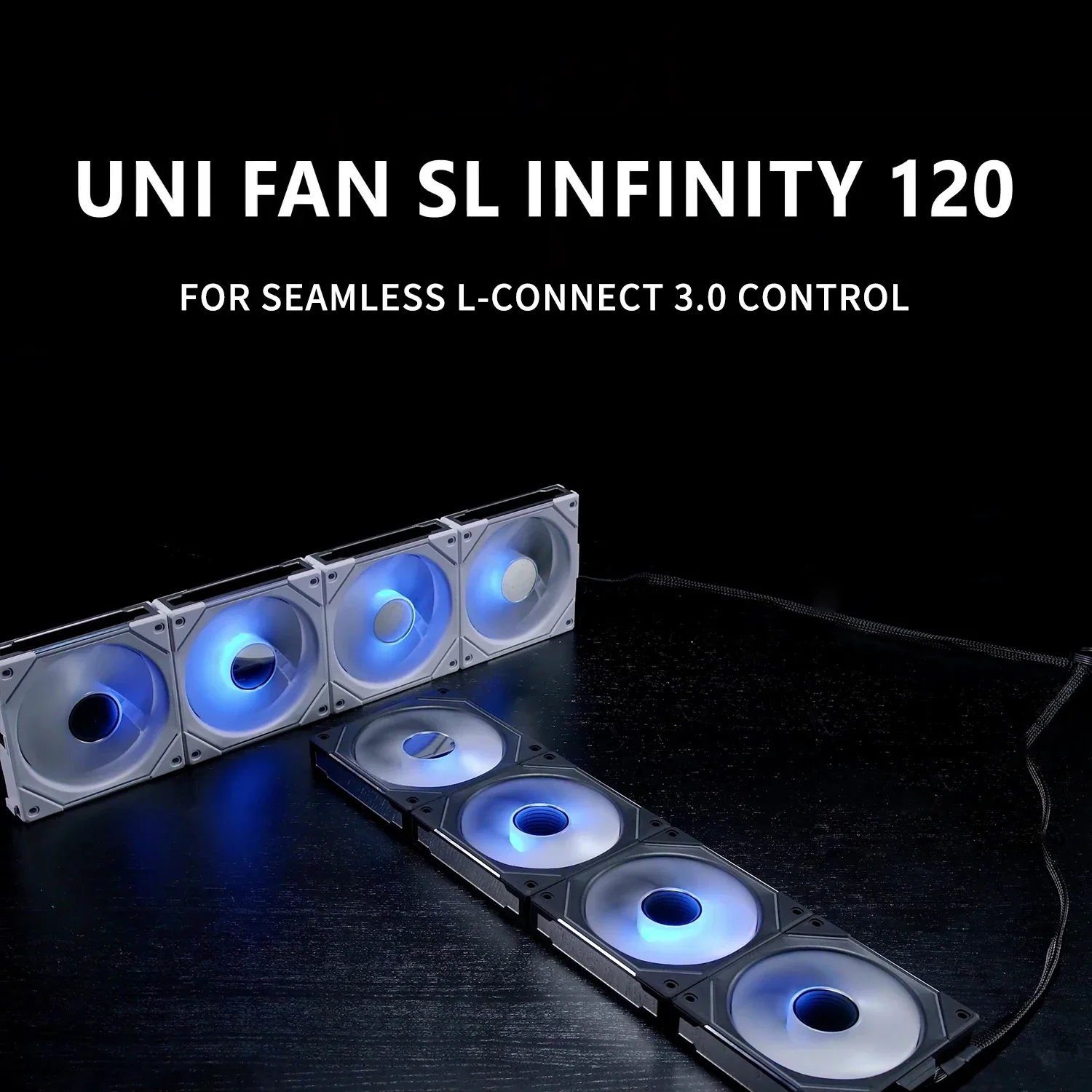 Вентилятор Lian Li UNI SL Infinity 120, зеркальная цепочка A-RGB, система L-connect 3.0, черный/белый цвет