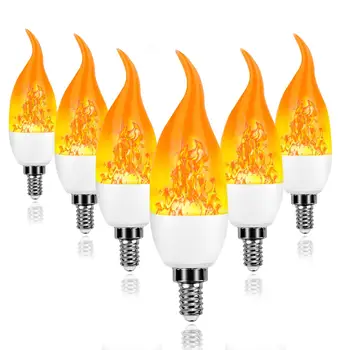 6 шт. светодиодных ламп E14 с имитацией пламени 9 Вт 85-265 В 220 В, кукурузная лампа, мерцающая светодиодная свеча, динамический эффект пламени для домашнего освещения