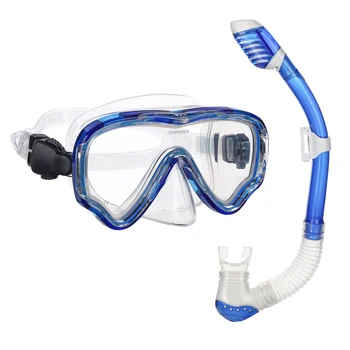 Набор для подводного плавания с сухим Верхом из Ударопрочного закаленного Стекла, Водонепроницаемая маска для подводного плавания с противотуманными линзами, Детский набор для подводного плавания