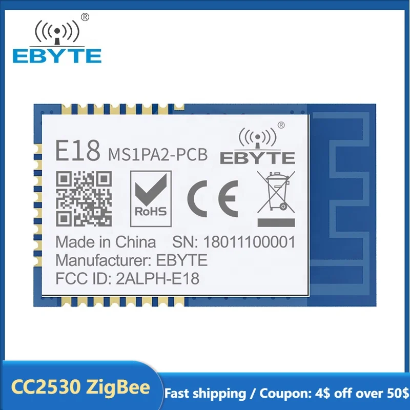 CC2530 Беспроводной модуль ZigBee 2,4 ГГц E18-MS1PA2-PCB EBYTE 100 МВт Междугородний сетевой модуль Zigbee AD HOC с печатной антенной