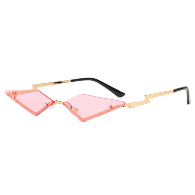 Новые модные Бескаркасные Солнцезащитные очки Европейской и американской Индивидуальности Треугольные Металлические Очки UV100 Glass