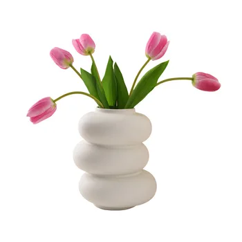 Высококачественная керамическая ваза для гостиной и комнаты для проб, мягкое украшение, креативная ваза в форме гальки, цветок