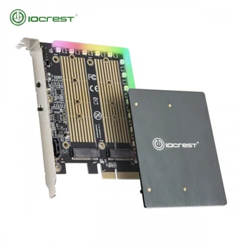IOCREST с 5V 12V RGB LED адаптером PCIe для M2 NVMe SSD PCI Express X4 Card Ключ B и порт M Key RGBСветлочерный