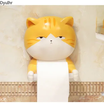 Креативная коробка для туалетных салфеток DyuIhr personality, милый мультяшный котенок, настенный неперфорированный держатель для салфеток, аксессуары для ванной комнаты