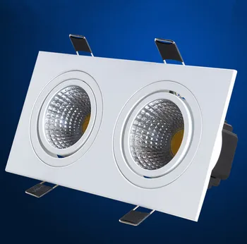 Бесплатная доставка Двойной потолочный светильник COB с регулируемой яркостью 2x7 Вт, встраиваемая корпусная лампа 85-245 В Со светодиодным драйвером