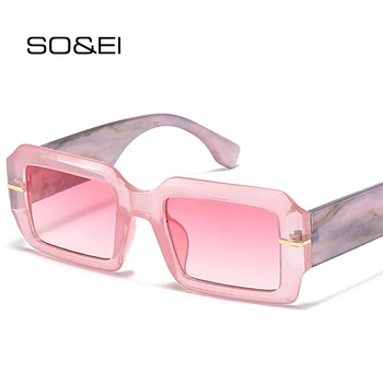 SO & EI, Модные Квадратные Женские Роскошные Солнцезащитные очки, Ретро Бренд, Дизайнерские Мужские Красочные Трендовые двухцветные солнцезащитные очки Оттенков UV400