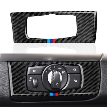 Для BMW X5 E70 X6 E71 2007-2014 Интерьер из углеродного волокна, рамка для включения автомобильных фар, накладка, наклейка, аксессуары, Вуаль
