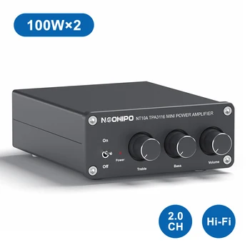 NEOHIPO NT10A TPA3116D2 100 Вт Стереоусилитель Приемник Мини Hi Fi 2,0 Канальный Аудио Усилитель Для Домашних Колонок С Контролем низких И высоких Частот
