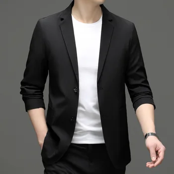 5925-2023 Мужской модный повседневный маленький костюм мужская корейская версия приталенного пиджака 66, однотонный пиджак