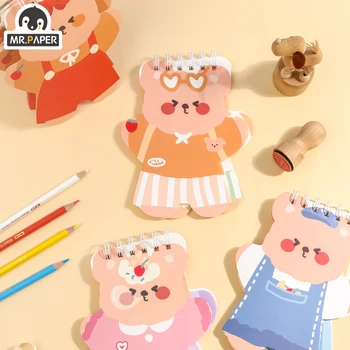 Mr Paper 4 Дизайна, Блокнот с катушками Серии Cute Bear Treasure, Креативный карманный Блокнот, материалы для украшения 