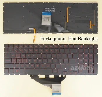 Португальская клавиатура для HP OMEN 15- dc0029np dc0030np dc0031np dc0032np dc0033np dc0035np 9Z.NF3BQ.106 NSK-XP1BQ с красной подсветкой