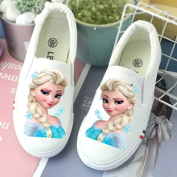 Детская парусиновая обувь Disney для девочек, весенне-летняя спортивная обувь принцессы с героями мультфильмов, кроссовки с низким вырезом frozen shoes