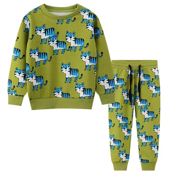 Новое поступление, комплекты одежды для малышей с динозаврами, Осень-весна, Хлопковые комплекты из 2 предметов для малышей