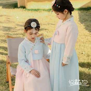 Китайский стиль Hanfu girl princess национальный стиль корейской одежды 2023 весенняя одежда вестернизированное детское кино представление