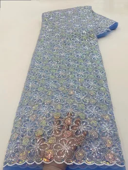 Роскошная кружевная ткань из бисера Ручной работы в Нигерийском стиле, Высококачественная вышивка бисером, Африканская французская кружевная ткань для DressPL333-1