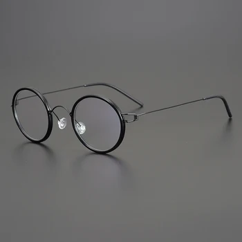 Японская Ретро-оправа ручной работы из титана Для мужчин, Оптическая Близорукость для Чтения, Пресбиопия Для Женщин, Рецептурные очки