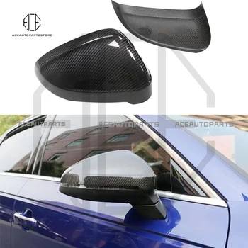Глянцевая черная крышка бокового зеркала заднего вида из настоящего углеродного волокна для автомобильных аксессуаров Audi A4 A4L A5 S5 B9 17 +
