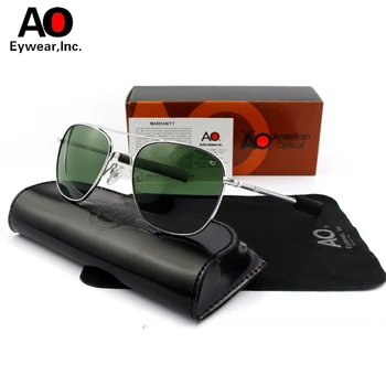 Солнцезащитные очки AO Pilot Мужские Винтажные Ретро Металлические авиационные солнцезащитные очки UV American Optical gafas de sol hombre с оригинальной коробкой