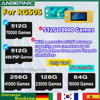 512G Карта памяти ANBERNIC RG505 TF С Предустановленными Играми Ps Vita 3ds Gamecube Карты памяти Игровых консолей PS1 PSP GBC PS2 70000 + ИГР