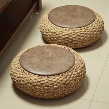 Подушка-футон, соломенный коврик-татами, насыпь для футона из ротанга, сплетенная из соломы на полу, круглая подушка для сиденья