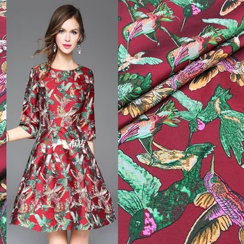 Модный Европейский стиль, весна-осень, Высококачественная парча с цветочным рисунком птиц, Жаккардовая ткань с цветочным рисунком Добби для вечернего платья, пальто, 1 ярд