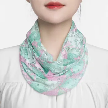 Весенне-летний солнцезащитный шифоновый шелковый шарф для защиты шеи, тонкий шарф-маска против ультрафиолета, многофункциональный пуловер