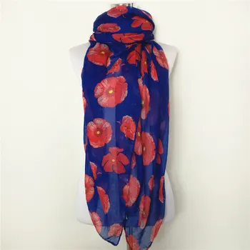 Новый женский шарф из хлопка и вискозы, шарф с Маком, Женские Шали и шарфы с цветочным принтом, Хиджаб с запахом, Бесплатная доставка