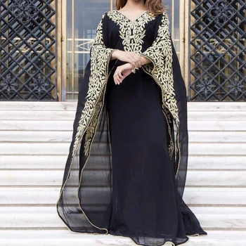 Женское платье из Дубая, Марокко, платье из Жоржета, Мусульманский халат, Арабское платье, 56 дюймов