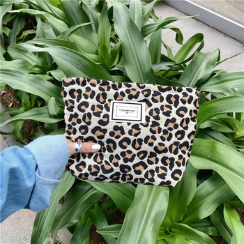 Модный леопардовый узор 2023, косметичка с рисунком Бама, Женская сумка, холщовая удобная сумка для стирки, сумка для хранения