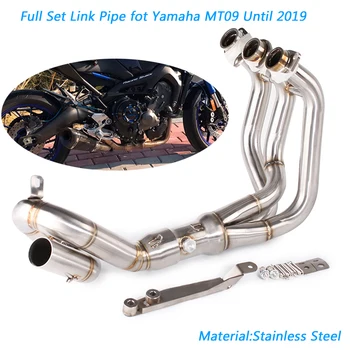 Для гоночного мотоцикла Yamaha MT09 Полный комплект из нержавеющей стали, средняя труба, 51 мм, труба глушителя, неразрушающая установка