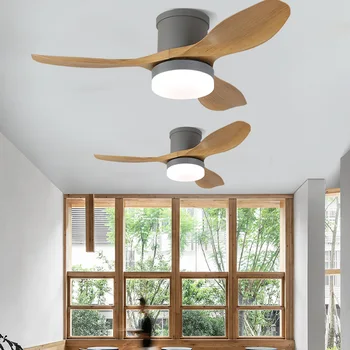 Потолочный вентилятор Nordic LED с лампой постоянного тока, бесшумный потолочный вентилятор с дистанционным управлением, 52-дюймовый вентилятор для дома, гостиная, Столовая, кухня