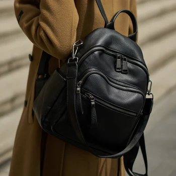 Рюкзак ZOOLER из 100% натуральной кожи, простой Женский рюкзак большой емкости, школьный рюкзак для студенток и дорожная сумка #SC1366