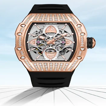 HANBORO 2023 новые Роскошные Мужские часы Модные Автоматические Часы Трендовые Механические Часы Светящиеся Спортивные мужские Наручные часы reloj hombre