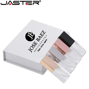 JASTER Новый Пользовательский ЛОГОТИП Crystal Usb 2.0 Memory Flash Drive с Подарочной коробкой 4 ГБ 8 ГБ 16 ГБ 32 ГБ 64 ГБ (более 10 шт. бесплатного логотипа)