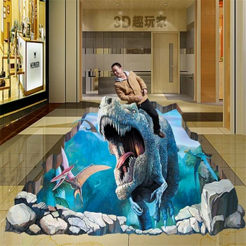 beibehang papel de parede изготовленная на заказ 3D стереоскопическая иллюзия настенная роспись с изображением динозавра настенная роспись