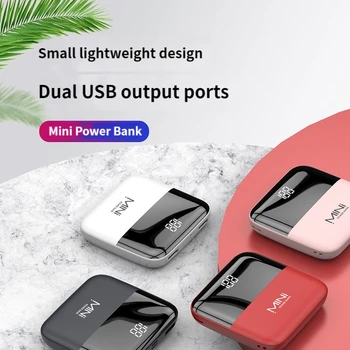 Мини-банк питания Портативное зарядное устройство большой емкости 10000 мАч 2USB для быстрой зарядки внешнего аккумулятора Samsung для iPhone
