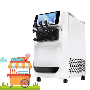 Роскошная коммерческая настольная машина для приготовления йогуртового мороженого, Двухсистемная Машина для мягкого мороженого, Машина для мороженого с сенсорным экраном 10 дюймов