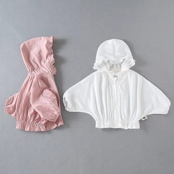 Пальто для маленьких девочек, однотонные шифоновые рубашки с капюшоном, Летняя детская одежда, Верхняя одежда для защиты от Солнца для девочек