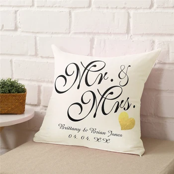 Наволочка с индивидуальным названием Mr & Mrs Anniversary, Декоративные наволочки, Наволочка, Персонализированные свадебные подарки на День Рождения