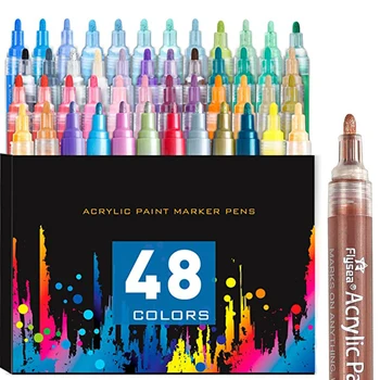 48 цветов Художественные маркеры Акриловые ручки с 2 мм наконечником Нетоксичные акриловые ручки Водонепроницаемые граффити-маркеры для DIY Paint Pen Товары для рукоделия