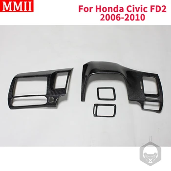 Наклейка на приборную панель Для Honda CIVIC FD2 2006-2010, Аксессуары для стайлинга автомобилей из углеродного волокна, Аксессуары для внутренней отделки, Черный RHD