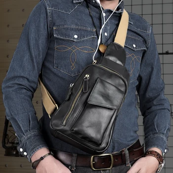 Мужская нагрудная сумка в стиле 2021 Года, сумки через плечо из натуральной кожи, Мужские многофункциональные дорожные дизайнерские сумки для телефона