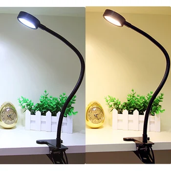 Светодиодная настольная лампа для чтения с зажимом 30/40/50 см, 5 Вт, Гибкая настольная лампа с зажимом, штепсельная вилка ЕС/США