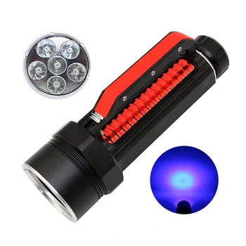 Мощный подводный ультрафиолетовый фонарик для подводного плавания с Аквалангом 6x UV LED, ультрафиолетовая рыбалка, Охота, Нефритовый Факел, лампа для Отверждения Геля