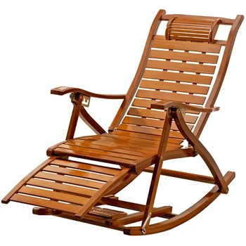 Уличное домашнее кресло-качалка, повседневное кресло, Материал бамбуковой трости, обед во внутреннем дворике, Изогнутая спинка, Пятискоростной регулятор