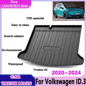 для Volkswagen ID.3 Аксессуары VW ID 3 ID3 2020 ~ 2024 Автомобильные коврики для багажника, Подушка, Водонепроницаемая Защита, TPE Материал, Коврик для хранения