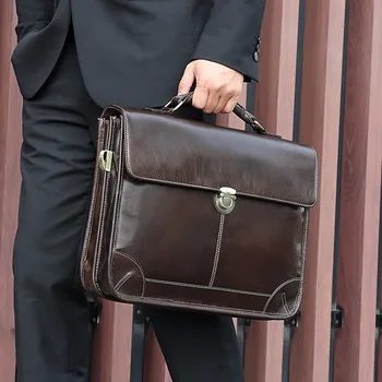 Высококачественная Деловая сумка, Мужской Кожаный портфель-тоут, Мужская сумка для документов формата А4, Мужская сумка-мессенджер для ноутбука