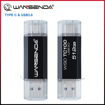 WANSENDA TYPE C USB Флэш-Накопитель Металлический Флеш-накопитель 512 ГБ 256 ГБ 128 ГБ 64 ГБ 32 ГБ Флешка Высокоскоростной USB 3,0 Memory Stick
