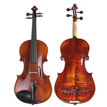 Итальянская скрипка ручной работы из резного клена, натуральное пламя, Индивидуальная антикварная скрипка 4/4 с полными аксессуарами Бренда TONGLING